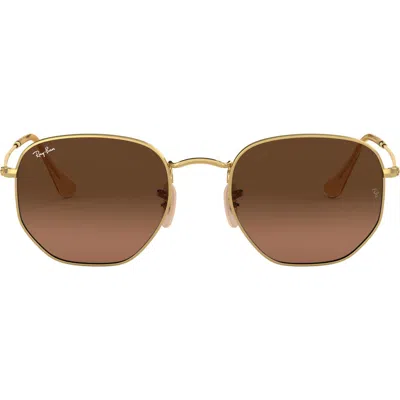 Ray Ban Ray-ban 48mm Gradient Small Irregular Sunglasses In Brown