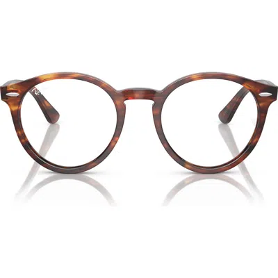 Ray Ban Ray-ban 49mm Round Optical Glasses In Brown