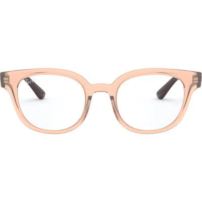 Ray Ban Ray-ban 51mm Square Optical Glasses In Transparent Brown