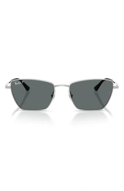 Ray Ban Ray-ban 53mm Polarized Irregular Sunglasses In Silver