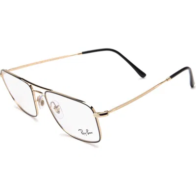 Ray Ban Ray-ban 53mm Square Blue Light Filtering Glasses In Gold