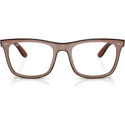 Ray Ban Ray-ban 53mm Square Optical Glasses In Beige