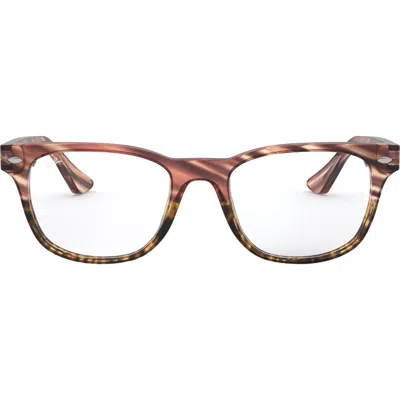 Ray Ban Ray-ban 53mm Square Optical Glasses In Brown