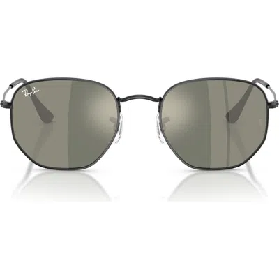 Ray Ban Ray-ban 54mm Hexagonal Flat Lens Sunglasses In Black