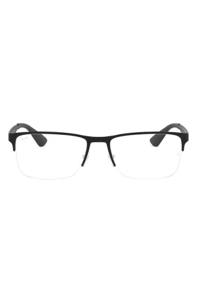 Ray Ban Ray-ban 54mm Semi Rimless Rectangular Optical Glasses In Black