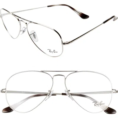Ray Ban Ray-ban 55mm Aviator Optical Glasses In Silver