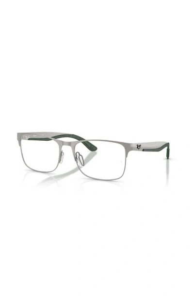 Ray Ban Ray-ban 55mm Rectangle Optical Glasses In Metallic
