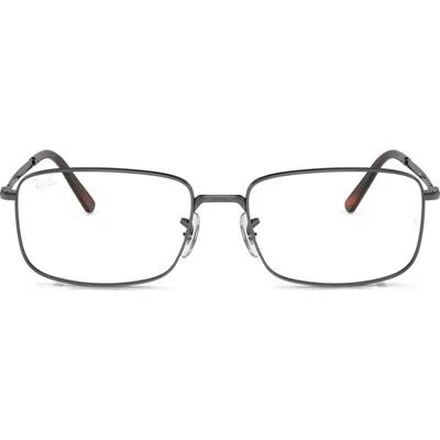 Ray Ban Ray-ban 57mm Rectangular Optical Glasses In Silver