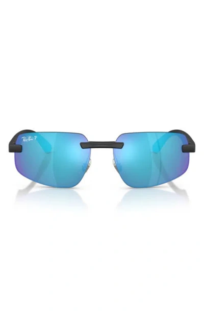 Ray Ban Ray-ban 60mm Polarized Irregular Sunglasses In Blue