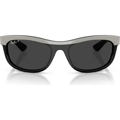 Ray Ban Ray-ban 62mm Balorama Polarized Rectangle Sunglasses In Black