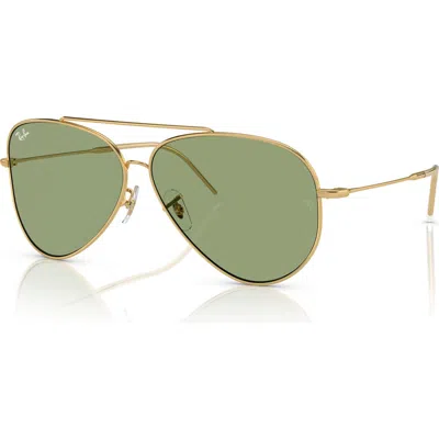 Ray Ban Aviator Reverse Sunglasses Gold Frame Green Lenses 62-11