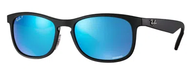 Pre-owned Ray Ban Rayban Chromance Sunglasses In Matte Black/blue Flash (0rb4264)
