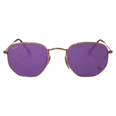 Pre-owned Ray Ban Ray-ban Gold Hexagonal Purple Lens Sunglasses