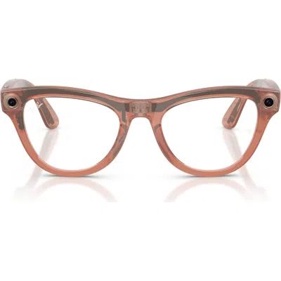 Ray Ban Ray-ban Meta Skyler Gen 2 52mm Cat Eye Ai Sunglasses In Shiny Peach/brown