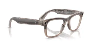 Pre-owned Ray Ban Rayban Meta Smart Glasses 0rw4008 - Wayfarer 6705p5 - Warm Stone Transitions In Black