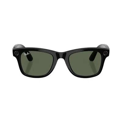 Pre-owned Ray Ban Ray-ban Meta Wayfarer 'shiny Black/green' | Men's Size Onesize