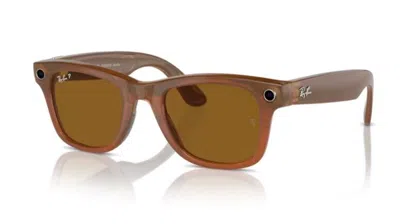 Pre-owned Ray Ban Rayban Meta Wayfarer Sunglasses In Caramel And Brown Polarized In Black