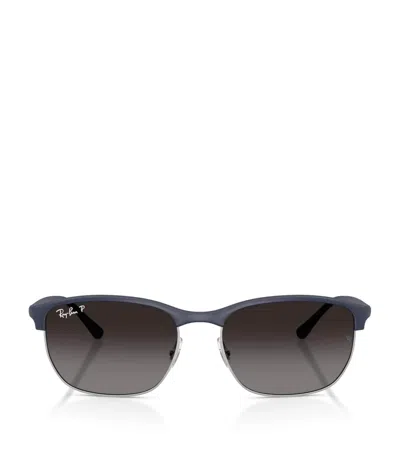 Ray Ban Womens Blue Rb4469 Square-frame Polarised Sunglasses In Gray