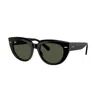 Ray Ban Doreen Sunglasses Black Frame Green Lenses 52-20 In Green