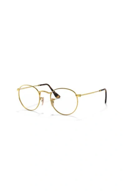 Ray Ban Ray-ban Ray-bay 47mm Round Optical Glasses In Gold