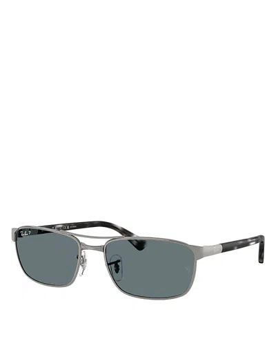 Ray Ban Ray-ban Rectangular Sunglasses, 57mm In Gray
