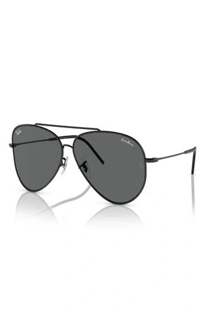 Ray Ban Ray-ban Reverse 62mm Oversize Aviator Sunglasses In Black