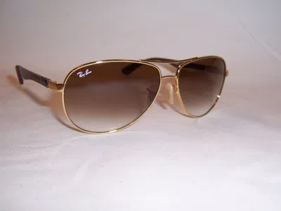 Pre-owned Ray Ban Rayban Sunglasses Carbon Fibre Rb 8313 001/51 Gold/brown Authentic 58mm