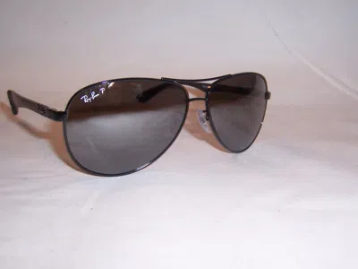Pre-owned Ray Ban Rayban Sunglasses Carbon Fibre Rb 8313 002/k7 Black/gray Mirr Polarized 61mm