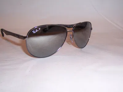 Pre-owned Ray Ban Rayban Sunglasses Carbon Fibre Rb 8313 004/k6 Gunmetal/silver Polarized 61mm