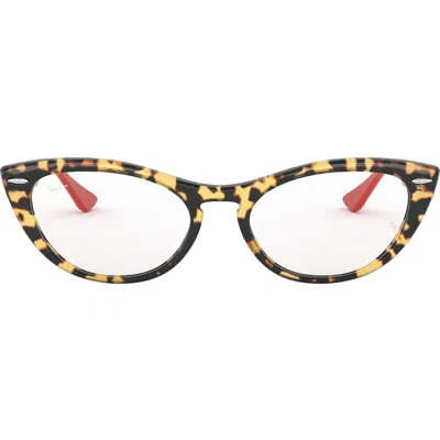 Ray Ban Ray-ban Unisex Nina 54mm Cat Eye Optical Glasses In Yellow Tort
