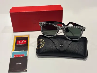 Pre-owned Ray Ban Ray-ban Wayfarer Rare Prints Collection Rb2140 1047 50 22 In Sand