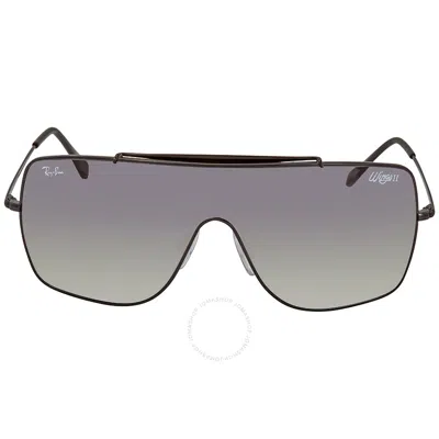 Ray Ban Rayban Wings Ii Grey Gradient Shield Sunglasses Rb3697 002/1135 In Black Grey