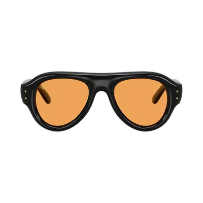 Pre-owned Ray Ban Ray-ban X A$ap Rocky Aviator Puffer 'black/orange' | Men's Size 50