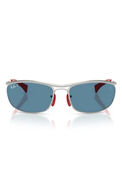 Ray Ban Ray-ban X Ferrari 62mm Polarized Oversize Oval Sunglasses In Blue