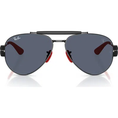 Ray Ban Ray-ban X Scuderia Ferrari 58mm Phantos Pilot Sunglasses In Black