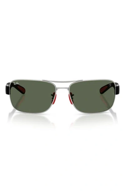 Ray Ban Ray-ban X Scuderia Ferrari 64mm Oversize Double Bridge Square Sunglasses In Multi