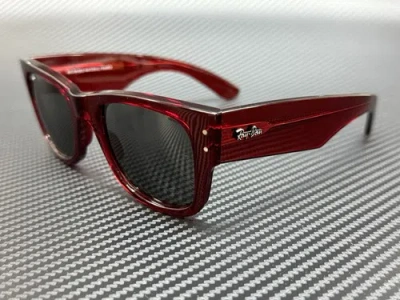 Pre-owned Ray Ban Rb0840s 6679b1 Transparent Red Grey Unisex 51 Mm Sunglasses In Gray