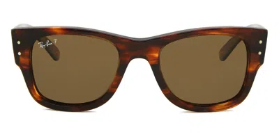 Ray Ban Rb0840s Mega Wayfarer Polarized 954/57 Men's Sunglasses Tortoiseshell Size 51 In Brown