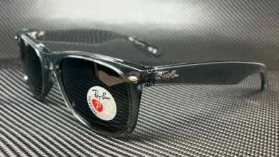 Pre-owned Ray Ban Rb2132 64503r Wayfarer Transparent Grey Polarized 58 Mm Sunglasses In Blue