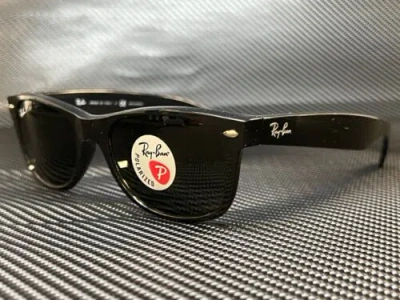 Pre-owned Ray Ban Rb2132 901 58 Black Square Unisex 58 Mm Polarized Sunglasses In Green