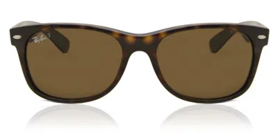 Ray Ban Rb2132 New Wayfarer Polarized 902/57 Men's Sunglasses Tortoiseshell Size 55 In Brown