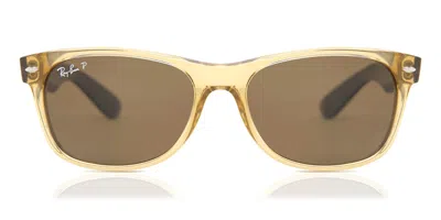 Ray Ban Rb2132 New Wayfarer Polarized 945/57 Occhiali Da Sole Marroni Per Uomo In Yellow