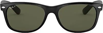 Pre-owned Ray Ban Ray-ban Rb2132 Wayfarer Square Sunglasses, Black Polarized Green, 55 Mm