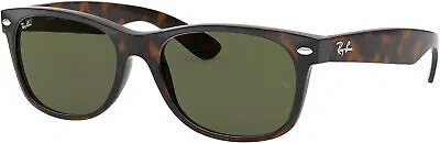 Pre-owned Ray Ban Ray-ban Rb2132 Wayfarer Square Sunglasses, Tortoise G-15 Green, 55 Mm