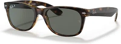 Pre-owned Ray Ban Ray-ban Rb2132 Wayfarer Square Sunglasses, Tortoise Polarized Green, 55 Mm