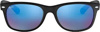 Pre-owned Ray Ban Ray-ban Rb2132 Wayfarer Sunglasses, Black Grey Mirror, 55mm In Blue