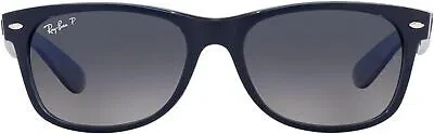 Pre-owned Ray Ban Ray-ban Rb2132 Wayfarer Sunglasses, Matte Blue Polarized Blue Gradient, 55mm