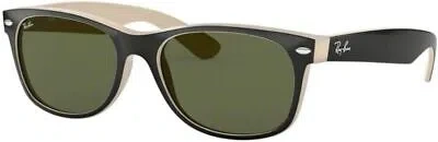 Pre-owned Ray Ban Ray-ban Rb2132 Wayfarer Sunglasses Shiny Black Beige (875) Rb 2132 55mm In Green