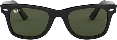 Pre-owned Ray Ban Ray-ban Rb2140 Original Wayfarer Square Sunglasses, Black/g-15 Green, 50 Mm