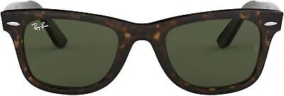 Pre-owned Ray Ban Ray-ban Rb2140 Original Wayfarer Square Sunglasses, Tortoise G-15 Green, 54 Mm